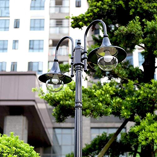 Preisvergleich Produktbild 2-Licht-Außenleuchte für Außenposten Viktorianische hochpolige Straßenlaterne Aluminium-Außenleuchte in schwarzer Ausführung American Retro Externer Gartenpark Patio-Beleuchtungskörper
