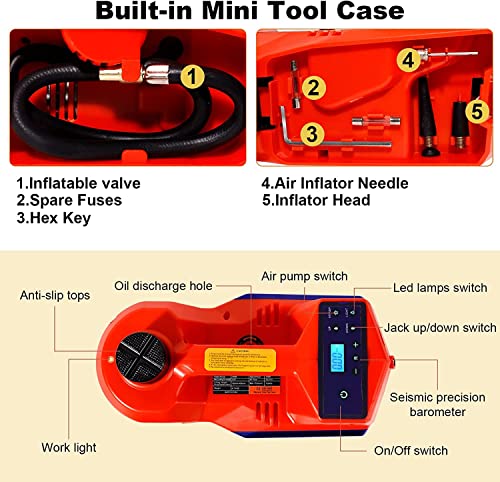 Image of JANVITHA DC 12V Electric Hydraulic Car Jack with Electric Impact Wrench Digital Tire Inflator and LED Light | Repair Tool Kit 6 in 1 Set | Weight Capacity 5 Ton |JCJDS5T (Height Upto 17.7 Inches)