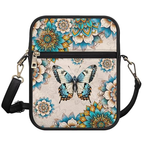 Leather Crossbody Bag for Women Men Small Cell Phone Bag Casual Body Cross Purse with Zipper Closure for Outdoor