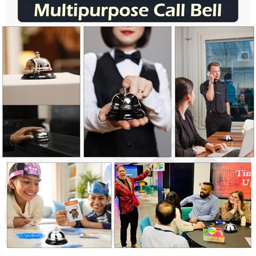 Home-X Stainless Steel Service Bell - Sleek Metal Call Bell for Reception, School, Kitchen, Shop, Restaurant, Hospitals and Dog Training - Ring Bell for Service - Silver Bell