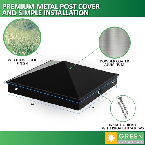 GreenLighting 4x4 Aluminum Pyramid Post Cap Cover (Black 8 Pack) Fits 4x4 Nominal Wood (True 3.5 x 3.5) Powder Coated Matte Outdoor Post Caps Cover, Fence Wood Post, Decking, Waterproof by GreenLighting - Image 3