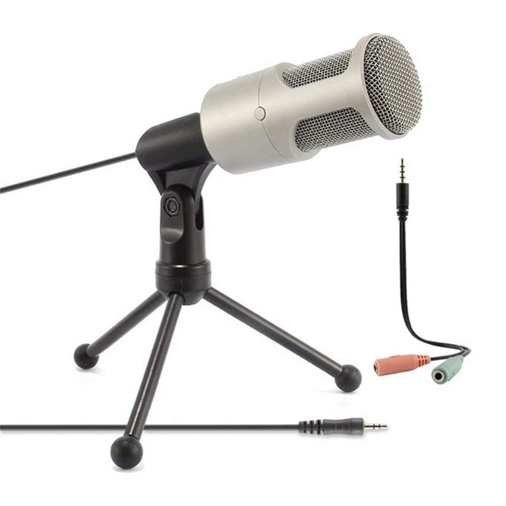 Mikrofon do mikrofonu komputerowego, zewnętrzny mikrofon PC 3.5mm z mikrofonem pojemnościowym statywu do Loptop Mac-Recorder śpiew karaoke