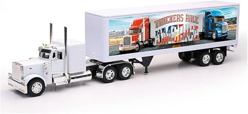 New Ray Toys Peterbilt Custom 379 con remolque Dry Van fundido a presión con puerta que se abre, escala 132, niños, regalos, cumpleaños