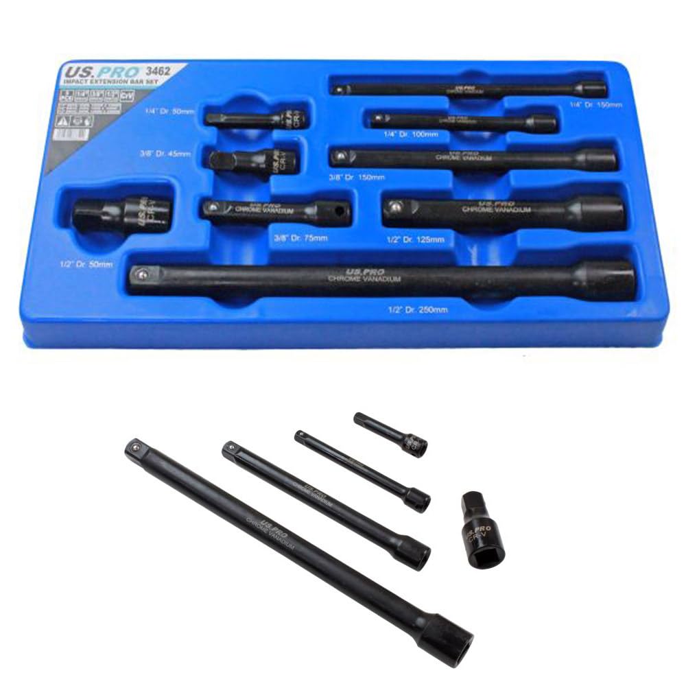 Impact Wrench Extension 1/4 3/8 Inch 1/2 Inch Set 9 Pieces Power Nut Impact Nut