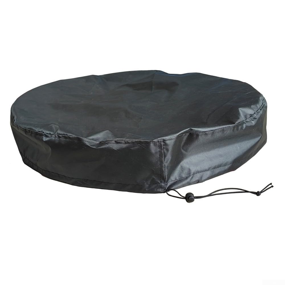 Outdoor Bucket Lid Cover 420D Oxford Cloth Water Butt Dust Protector with Drawstring for Storage Tank Rain Container Black