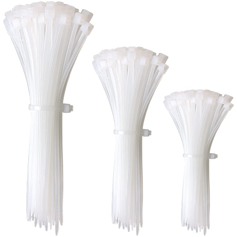 Oksdown White 150 Pack Of Premium Cable Ties 3.6Mm Strong Nylon Zip Ties Wraps Heavy Duty Plastic Assorted In Sizes 100Mm,150Mm,200Mm (50 Pcs Per ) For Office Home Garage Workshop Diy Bicycle 18Kg
