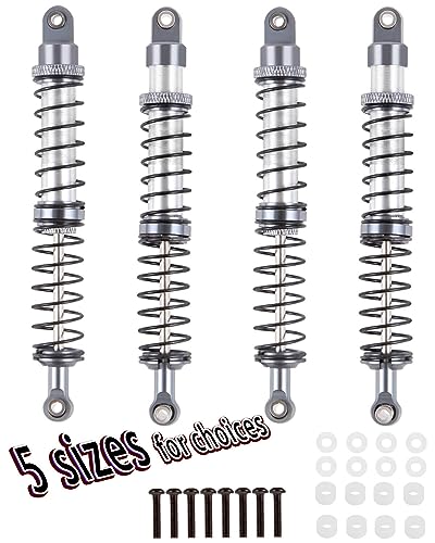 hopsupRC 110mm 7075 RC Shocks Absorber Upgrades for 1/10 RC Hobby Cars,4PCS Aluminum Full Metal Front Rear Shocks Absorber Damper,Titanium