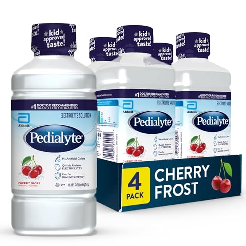 Image of Pedialyte Electrolyte Drink | Hydration Drinks for Kids & Adults | Cherry Frost, 1 Liter, Pack of 4