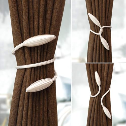 Image of TIED RIBBONS Set of 2 Decorative Curtain Tiebacks Thicker Twist Rope & Strong Tieback Window Treatment Holdbacks Draperies Holders Decorative Handmade Tie Back for Home Bedroom Office
