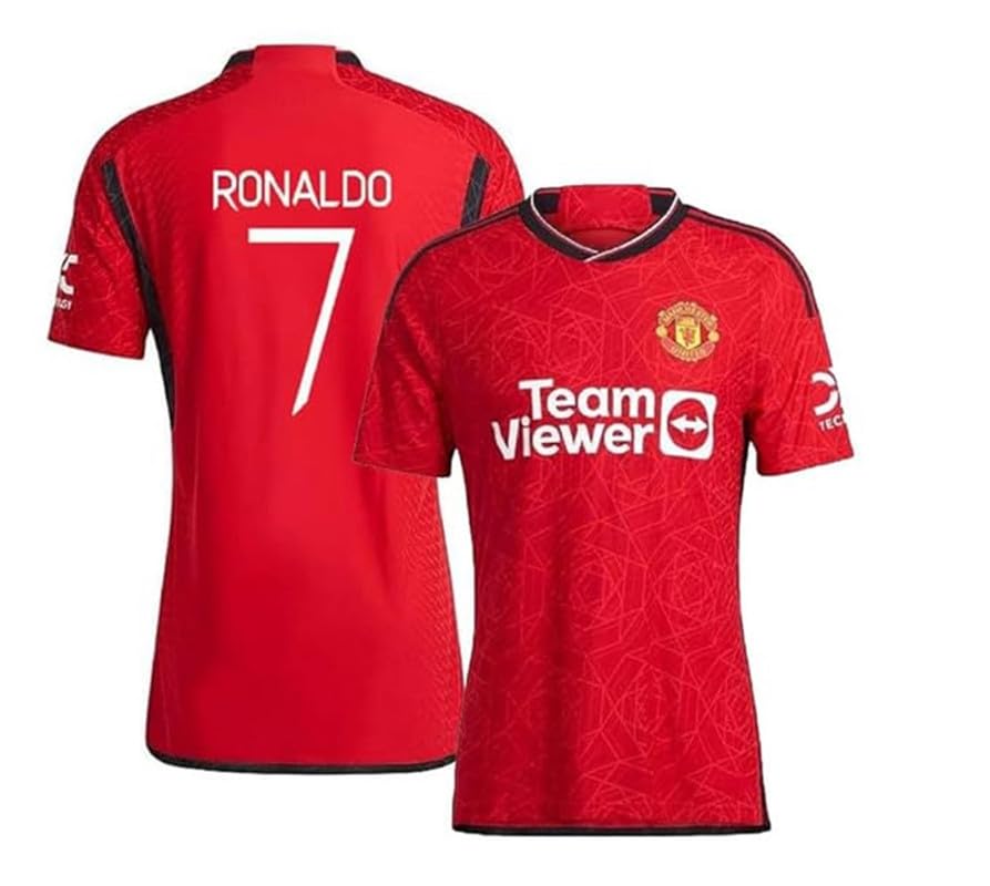 Image of Sports New Soccer Football Portugal Boys Black Jersey Ronaldo 7 Home Kit Jeresy T-Shirt 2023(Kids,Boys&Men)