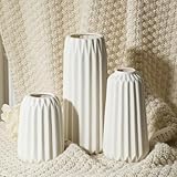 CEWOR White Ceramic Vase Set of 3, Flower Vase for Home Decor, Boho Vases, Modern Vases for Centerpieces, Nordic Minimalism for Office Living Room Centerpiece Table Decor