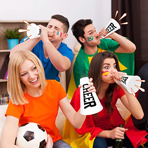 Meooeck 12 Pieces White Cheer Megaphone Noisemaker Bulk Party Accessory Plastic Cheerleading Small Megaphone Director Prop Noisemaker Toys for Sports Game Party Outdoor