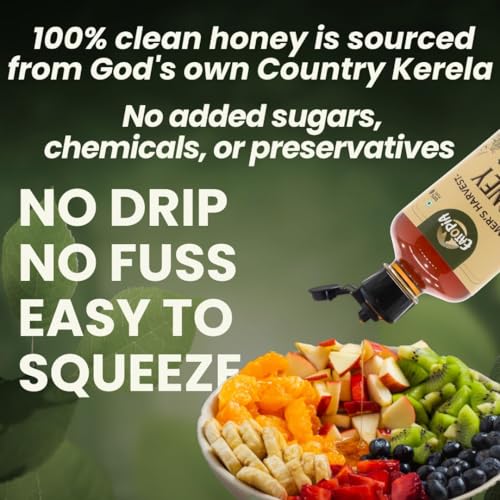 Image of Eatopia Farmer's Harvest Honey 1 kg | Squeeze Bottle | Natural Ayurvedic Immunity Booster | 100% Natural & Pure Honey | No Added Sugar | No Adulteration | Nectar Honey | Pack of 2 with 500g Serving each