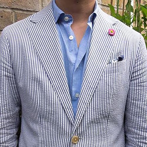 Mens Seersucker Blazer Jacket Regular Fit Summer Blazer for Men Lightweight Seersucker Wedding Suit Jacket3