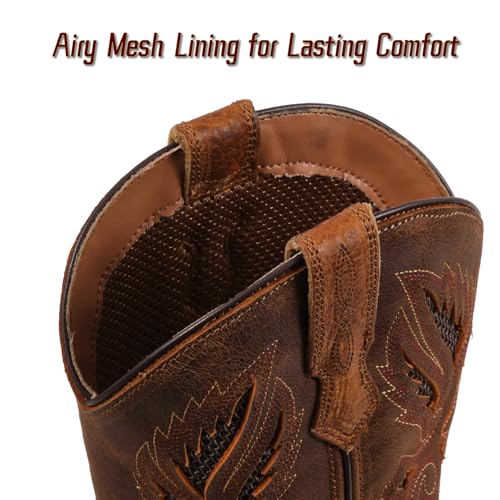 Image of SUREWAY Cowboy Boots For Men - Mens Square Toe Western Boot,Oil /Slip Resistant,Durable Fashionable Classic Pull on 10 Inch Boots Mid Calf Wellington Boots