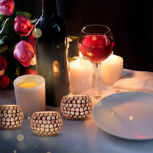 Image of Floryn Decor Morrocan Mosaic Candle Holders | Home Light Decorations Items | Mosaic Glass Tealight Holder | Best lamp for Diwali Decoration | Pack of 3 (with 3 Tealight Candle Free)