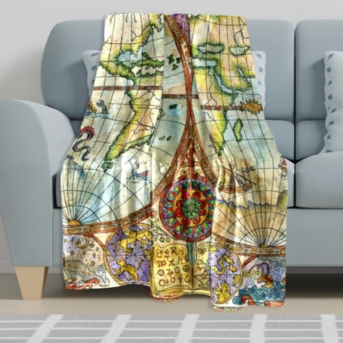 Couverture polaire carte vintage pour affronter l'hiver au chaud - Plaid de lit doux et cosy - 6