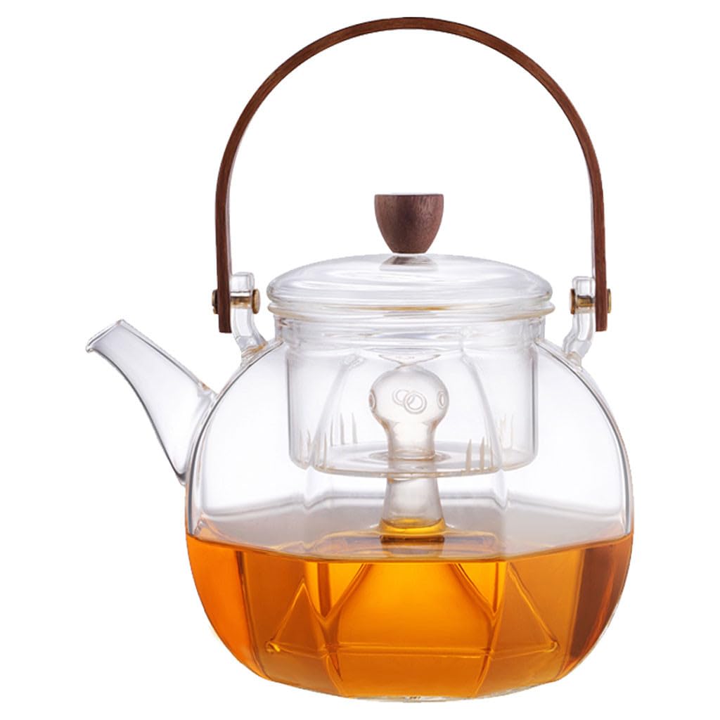Teiera In Vetro Con Coperchio In Bamb&ugrave; - Caraffa Da T&egrave; 550ml Per Casa, Ufficio O Ristorante