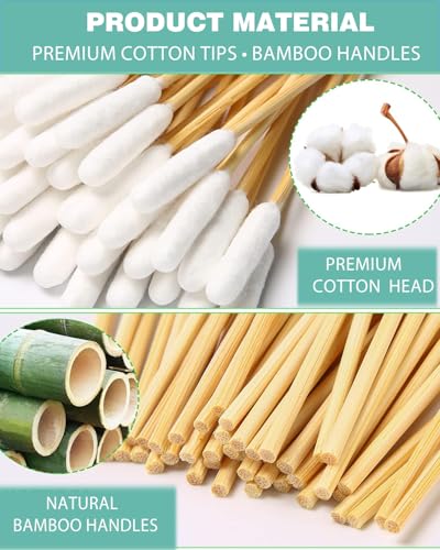 Image of Dog Ear Cleaning Swabs 200 Count - 6 Inch Extra Long Bamboo Cotton Swabs for Dogs & Cats, Large Lint-Free Cotton Tipped Applicators for Ear Wax Removal, Tear Stains & Grooming