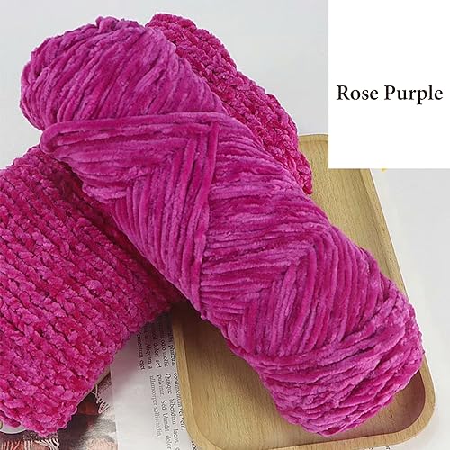2pcs Yarn Velvet Knitting Yarn Soft Crochet Ball Craft Multi Colors, Ideal for Beginners Kids Crafts (Rose Purple) - Image 2