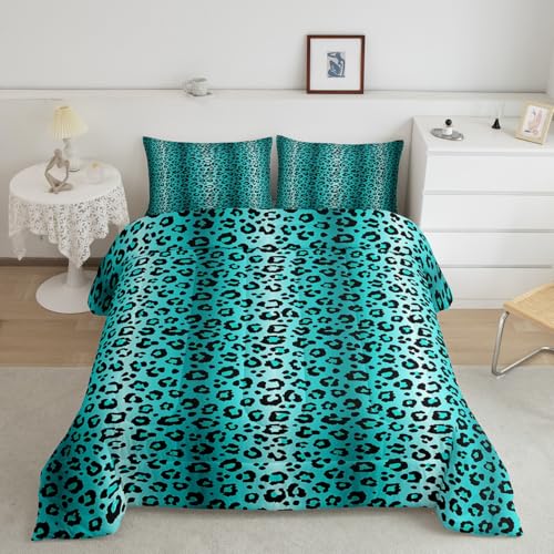 Image of Feelyou Safari Animal Fur Print Bedding Set Boys Girls Leopard Comforter Set Cheetah Stripes Print Comforter TeensWildlife Duvet Set 3Pcs