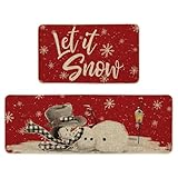 Rxuaw Weihnachts-Fußmatte für den Eingangsbereich Rutschfestes Mattenset mit Schneeflocken und Schneemann für die Haustür Geschenk für Freunde, Familie und Nachbarn