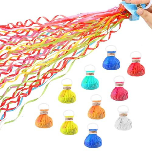 10 Pièces Serpentins Multicolore Lancer Serpentins D'anniversaire Bombe Serpentins pour Mariages Anniversaires Fêtes de Noël Couleur Aléatoire