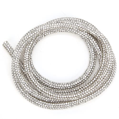 Cuerda de tubo de diamantes de imitación, cinta de tubo de diamantes de imitación, accesorios de disfraz de vestido de novia, para lazos de bricolaje, diadema, cordones de zapatos (blanco)