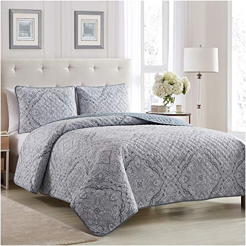 Mellanni Bedspread Coverlet Set - King Size Bed Set Cover With Shams - Ultrasonic Quilting Technology - 3 Piece Oversized Quilt King Size Set - Bedspreads & Coverlets (King, Medallion Zen) #TOP2