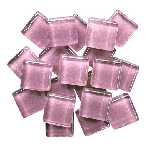 CRAFT BASKET® Glossy Square Glass Mosaic Tiles (60 Colours)(Size: 15 x 15 mm), DIY Mosaic Art, Craft Projects, Decoration, Crystal Glass Mosaic Tiles (PK 200 [Charm Pink], 400 g)