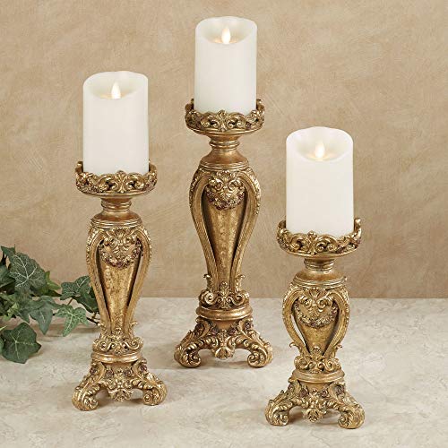 Touch Of Class Angelique Ornate Candleholders Aged Gold Set Of 3 thumb #5