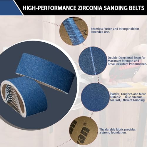 3x21 inch sanding belts 30 pcs 3 grit 10 each of 80 120 150 grits heavy duty belt sander zirconia belt sander paper for wood metal stainless steel automotive and furniture