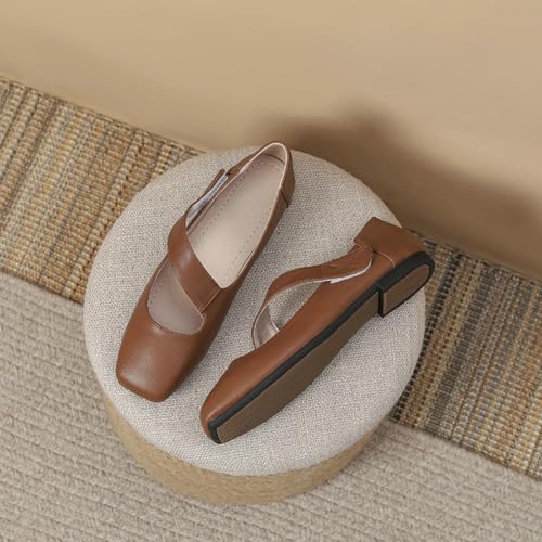 Niction Women's Flats Mary Jane Ballet Flats Retro Square Toe Slip On Dress Strap Shoes for Casual Work Office Wedding Business4