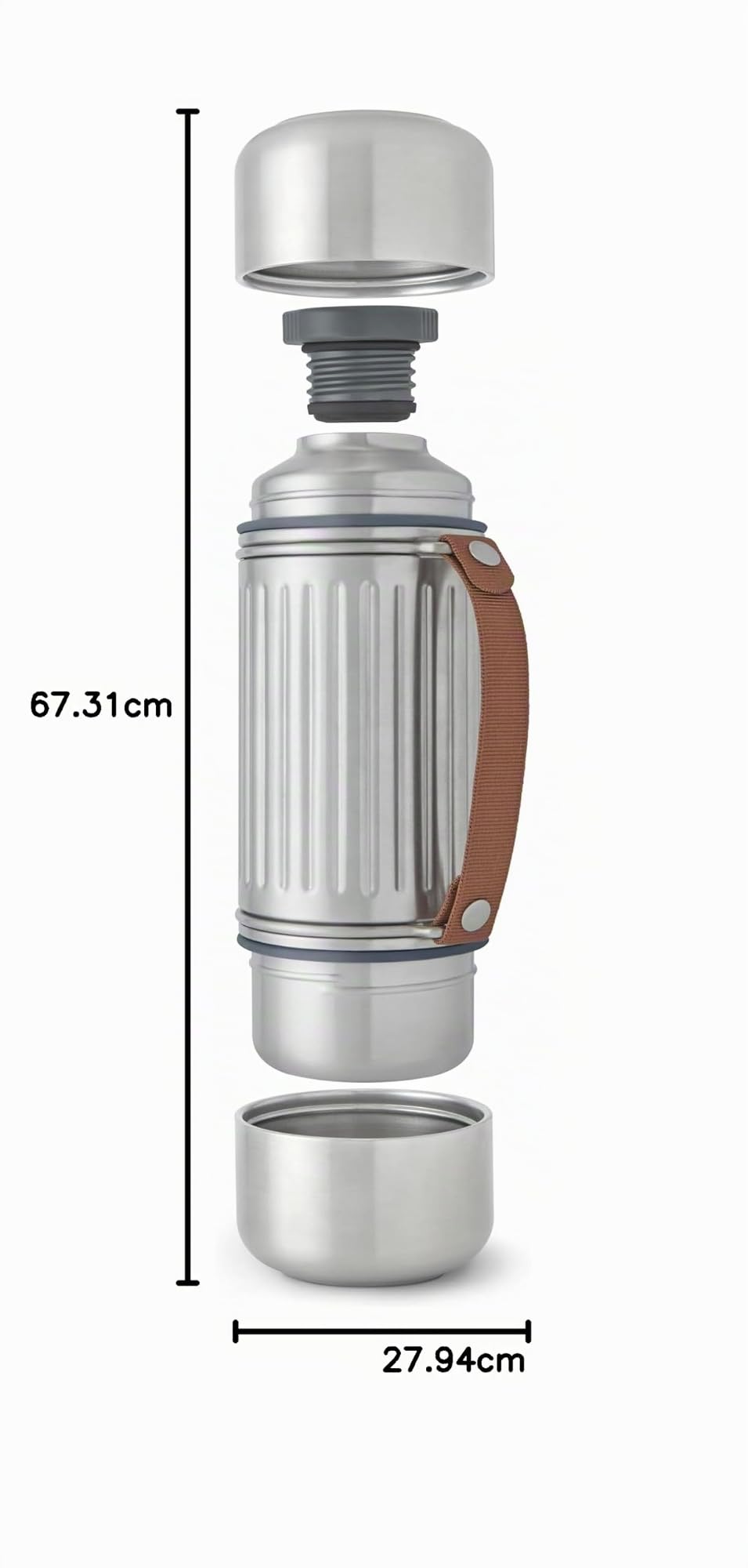 BLACK + BLUM Gourde Isotherme | Explorer Flask En Inox avec 2 Tasses | 1 L | Étanche, Chaud ou Froid 24 h, 2 Tasses Inox Double Paroi, Sangle de Transport, Camping & Plein Air