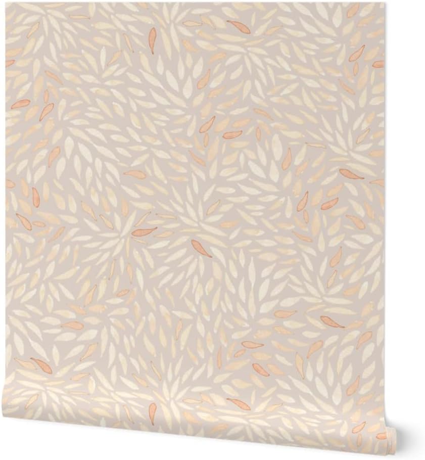 Spoonflower Commercial Grade Wallpaper 27ft x 2ft - Neutral Floral Flower Petals Peach Cream Larger Scale Abstract Botanical Traditional Wallpaper