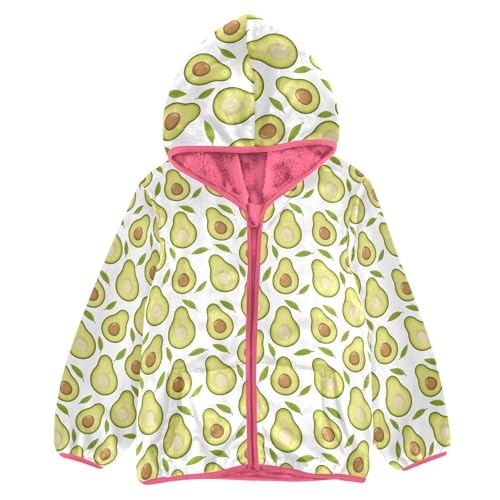 Avocado Toddler Fleece Jacket Baby Girls Hooded Zipper Long Sleeve Thick Warm Outerwear 3-10 Years
