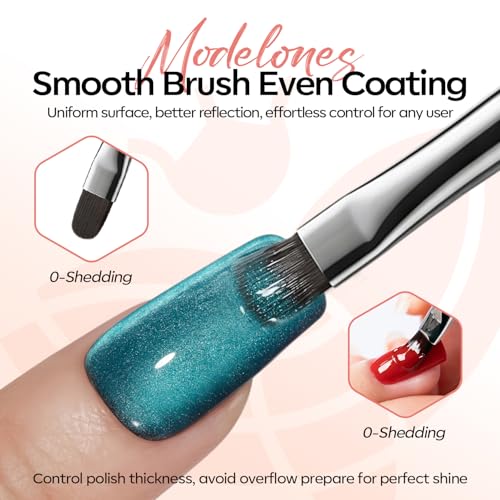 Image of modelones 3-in-1 French Tip Nail Brush with Cat Eye Magnet- Strong Magnetic Force for Cat Eye Gel Polish Effects, French Tip Design, Nail Art Cuticle Clean Up & Salon-Quality DIY Manicure Tool