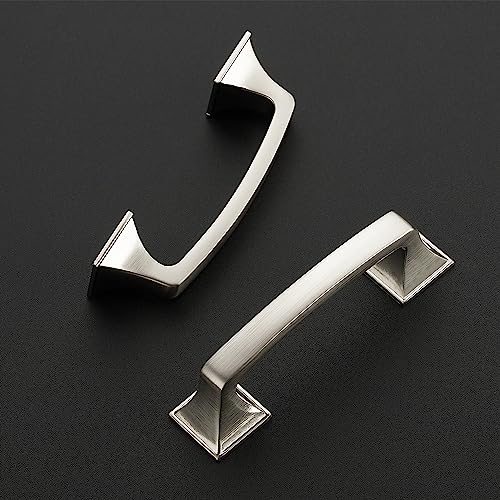 Image of Ravinte Brushed Nickel Cabinet Handles Arch Pulls 3 Inch 20 Pack | Square Foot Arch Pulls, Solid Zinc Alloy, Easy Install, Modern Design, Screws Provided, for Drawers & Cupboards
