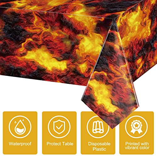 Image of Tiamon Lava Tablecloth, Fire Flame Tablecloth Decoration, 54 inch x 108 inch,3 Pcs