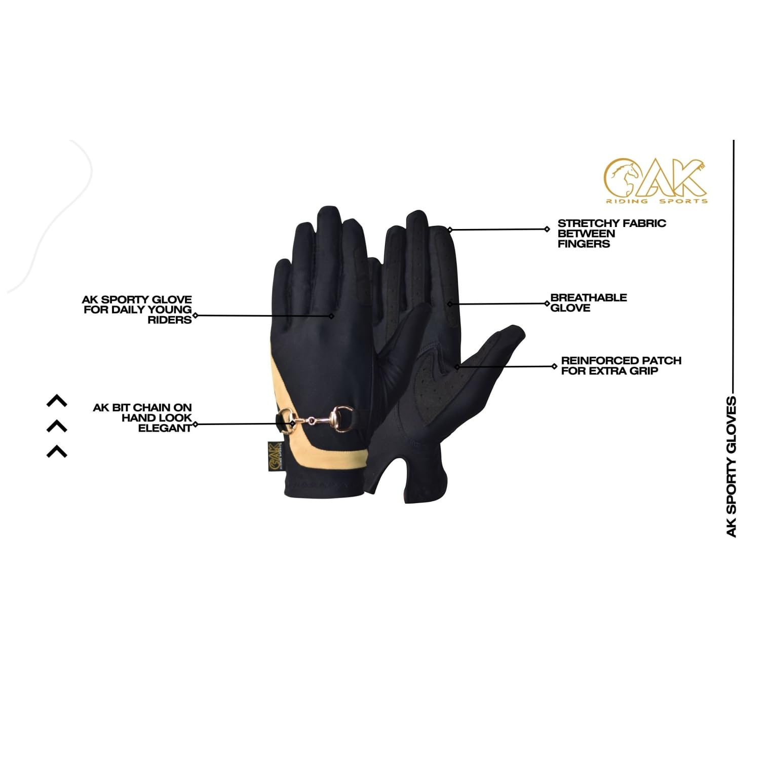 AK AKRS-6119 - Guantes de equitación para mujer con cadena de brocas