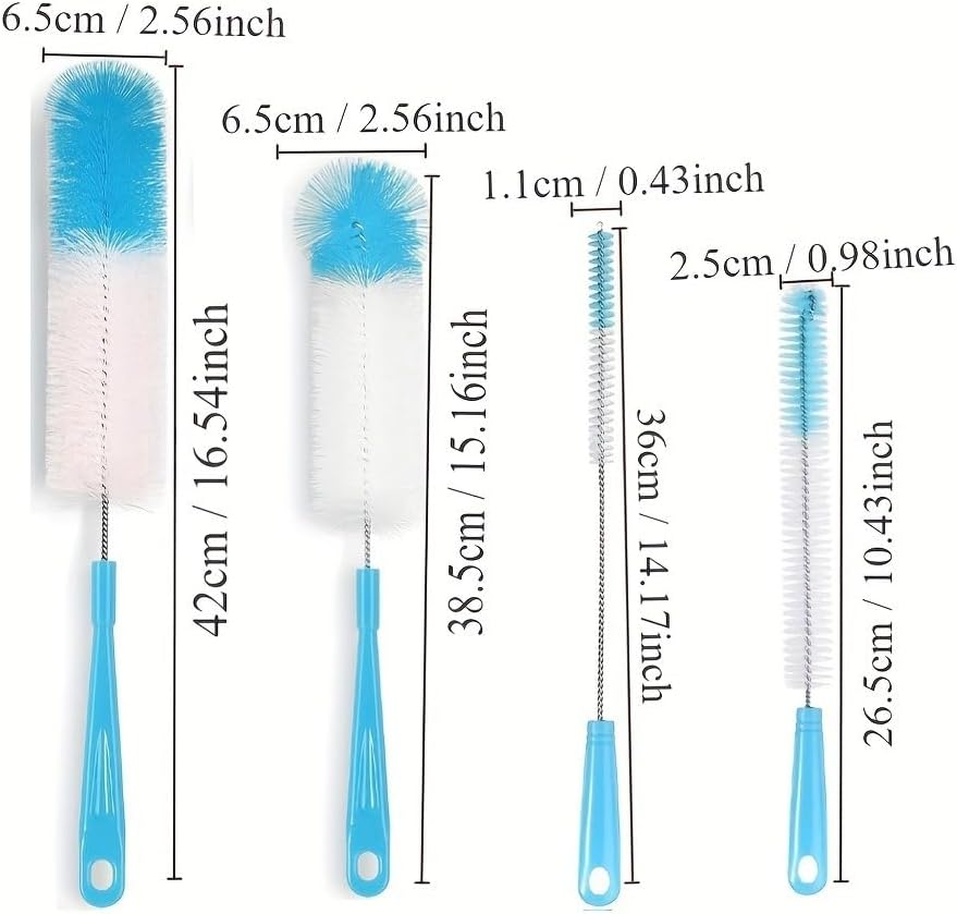 8 Boxed Wine Bottle Cleaning Brush Set, for Narrow Wine/Thermos/jugs/Beer Bottles/sp, Long Handled Black Cleaner(Blue)