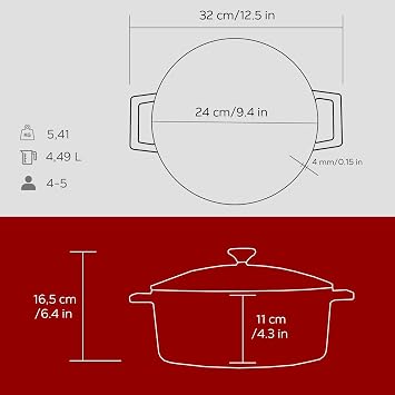 Lava Metal Casting Round Cookware, 24 Cm, Red