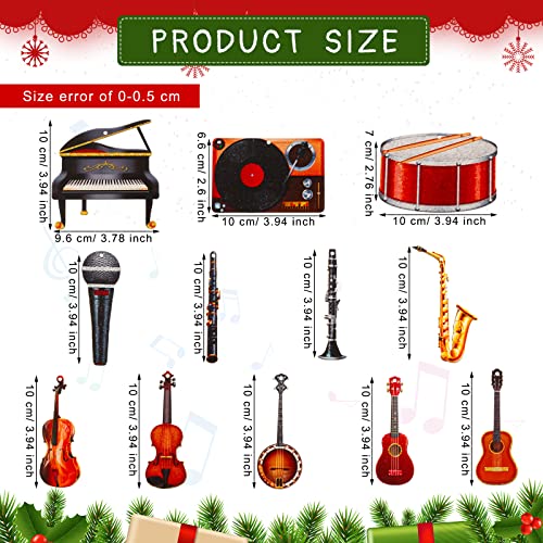 Mini Musical Instruments Christmas Tree Ornaments Baby Grand Piano Clarinet Flute Guitar Amp Karaoke Microphone Record Player Violin Hanging Ornaments for Party Xmas Tree - Thumbnail 2