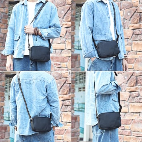 Men's Genuine Leather Crossbody Bag Small Mobile Phone Shoulder Bag, Retro Large Capacity Zipper Messenger Bag3