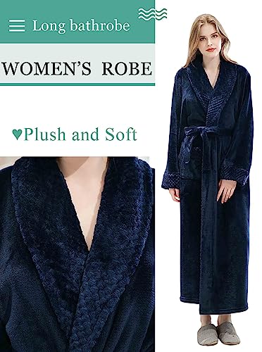 Image of Artfasion Womens Long Fleece Robe - Warm Soft Floor Length Flannel Bathrobes for Winter Thicker Long House Coat with Pockets