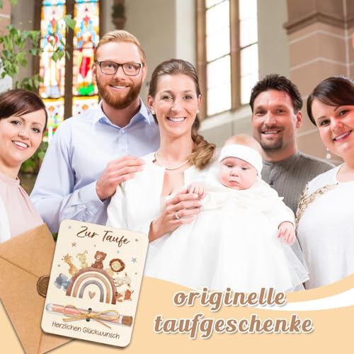 Happirra Taufgeschenke für Mädchen Jungen, Geldgeschenk Verpackung für Taufe Mädchen Junge, Taufkarte Holz mit Reagenzgläser, Taufe Geschenk