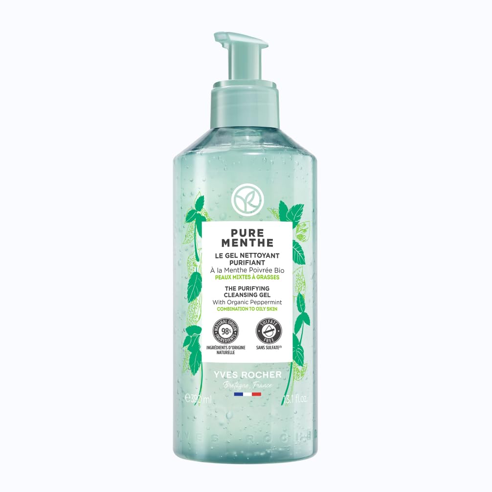 Yves Rocher - Gel Limpiador Purificante Menta - Refresca y Purifica - Sin Sulfatos - 390 ml