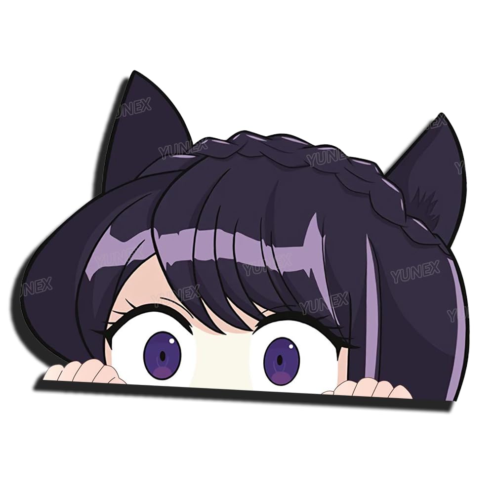 YUNEX 5.1 Inch Anime Car Stickers Lovely Komi Peeker Bumper Trunk Window Luggage Laptop Motorcycle Scratch-Proof Decals