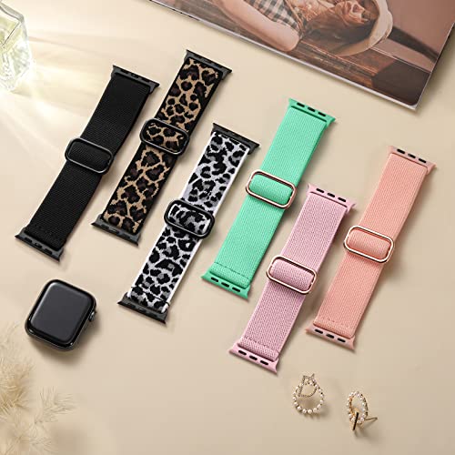 Image of Maledan 10 Pack Elastic Nylon Bands Compatible with Apple Watch Band 38mm 40mm 41mm 42mm for Women Men, Soft Stretchy Braided Solo Loop Accessories for iWatch Ultra Series SE /11 /10 /9 /8 /7 /6 /5 /4 /3 /2 /1