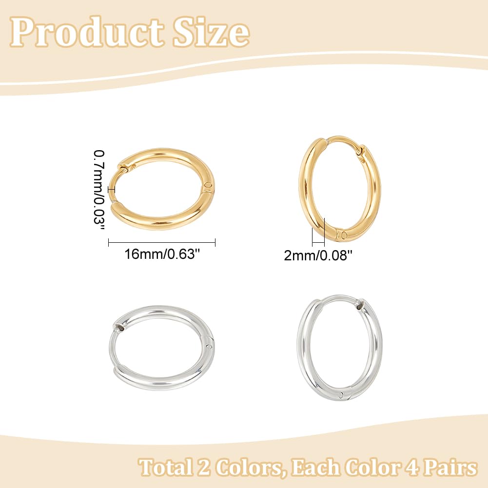 UNICRAFTALE 10 Paia Orecchini A Cerchio In Acciaio Inossidabile, Diametro 12mm, Lucidati A Mano, Ipoallergenici, Per Uomo E Donna - 4